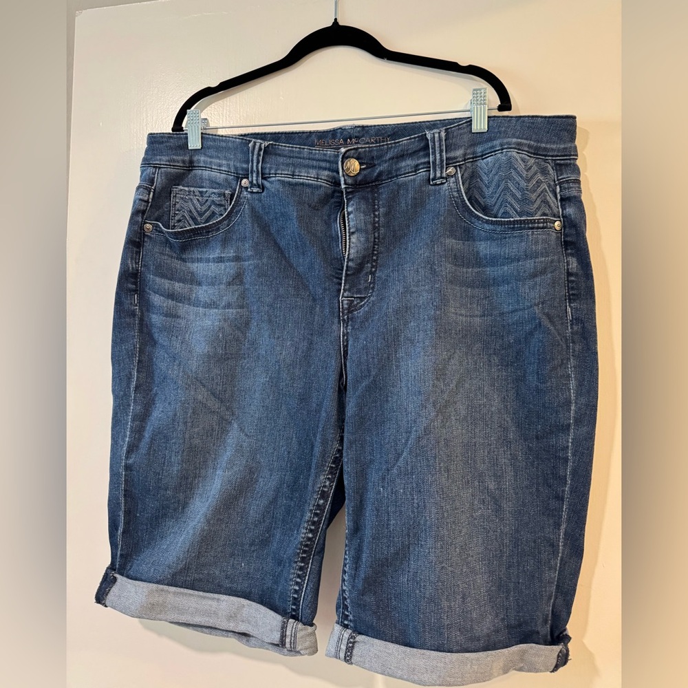 Melissa McCarthy Seven jeans Classic mid length Blue Denim Women's Shorts sz 20w - Picture 4 of 4